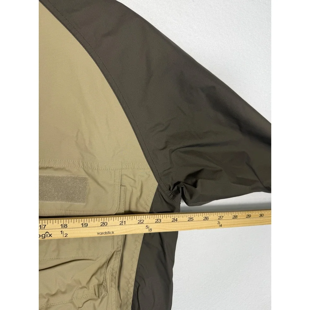 Cabela's Dry-Plus Rain Jacket Womens XL Tan Brown Utility Hooded Fishing Hunting